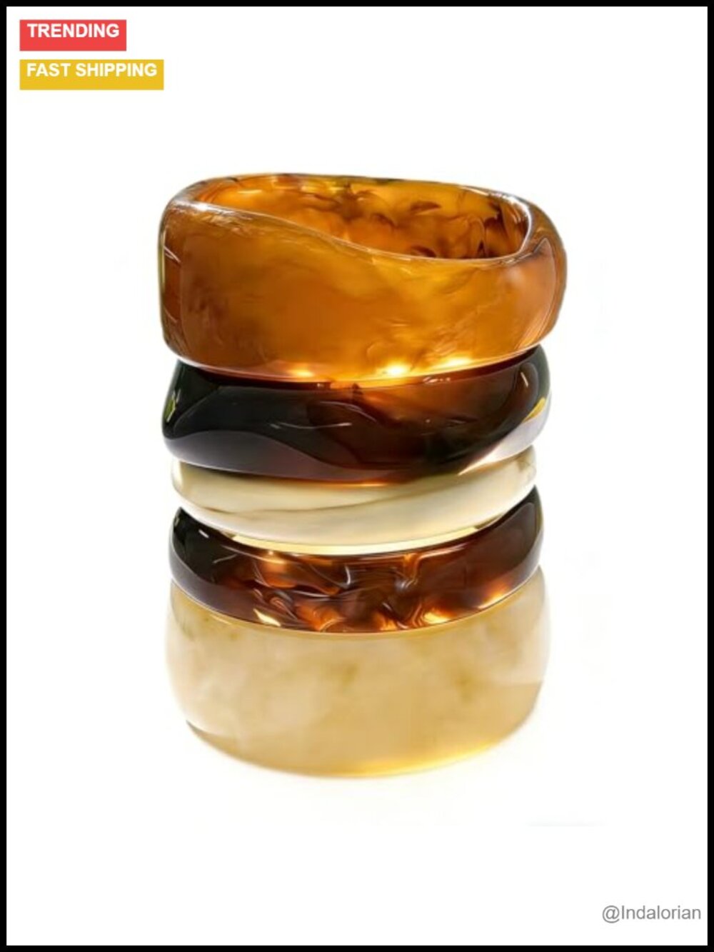Chunky Acrylic Resin Bangle Bracelet Set 5 PCS Stackable Bangles Women